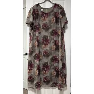 S.L. Fashions Women's Floral Chiffon Crinkle Short Sleeve Maxi Dress Size 34W